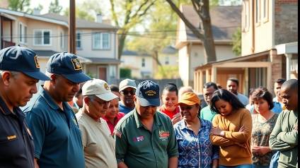 Veterans and civilians unite in service, embodying community strength and resilience.